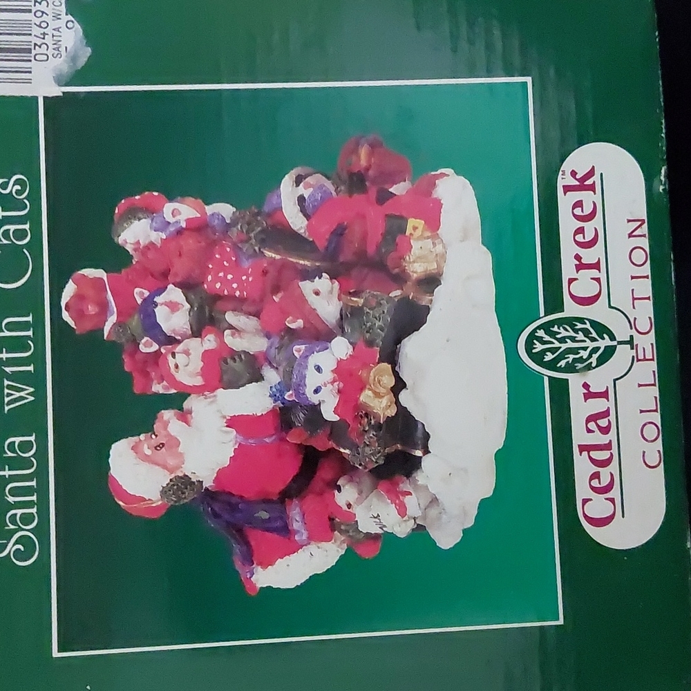 Santa with Cats Figurine Retired by Cedar Creek VINTAGE